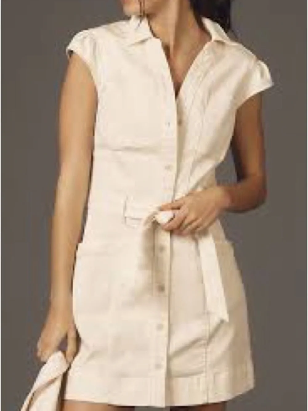 PAIGE Jaxsyn Cream denim Shirt-Style Mini Dress - Picture 1 of 8
